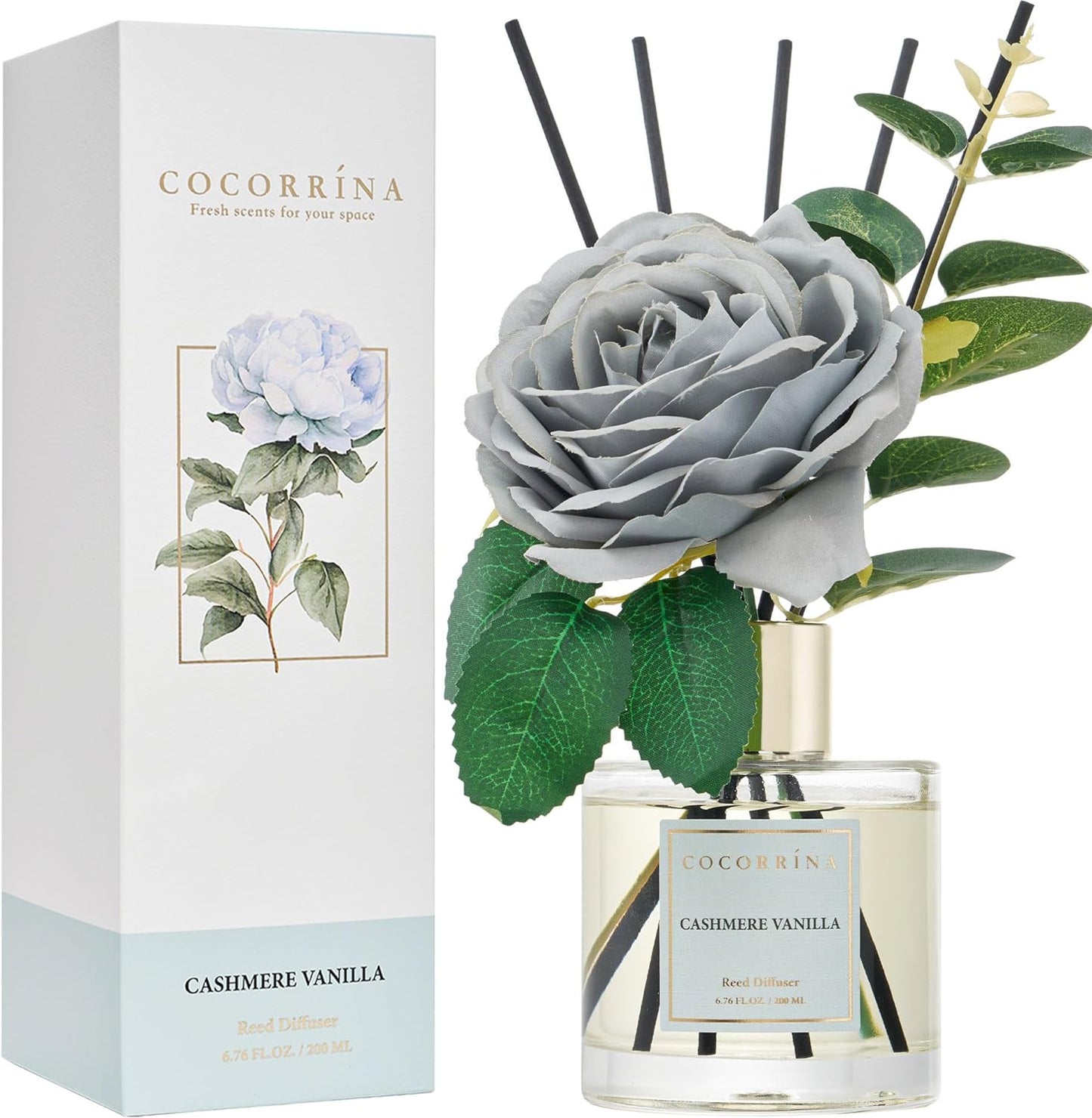 Reed Diffuser Set, 6.7 Oz Clean Linen Scented Diffuser with Sticks Home Fragrance Reed Diffuser for Bathroom Shelf Decor