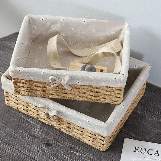 Woven Storage Baskets Wicker Basket for Gifts Kitchen Organizer Bathroom Organizing Baskets Desktop Organizer Container