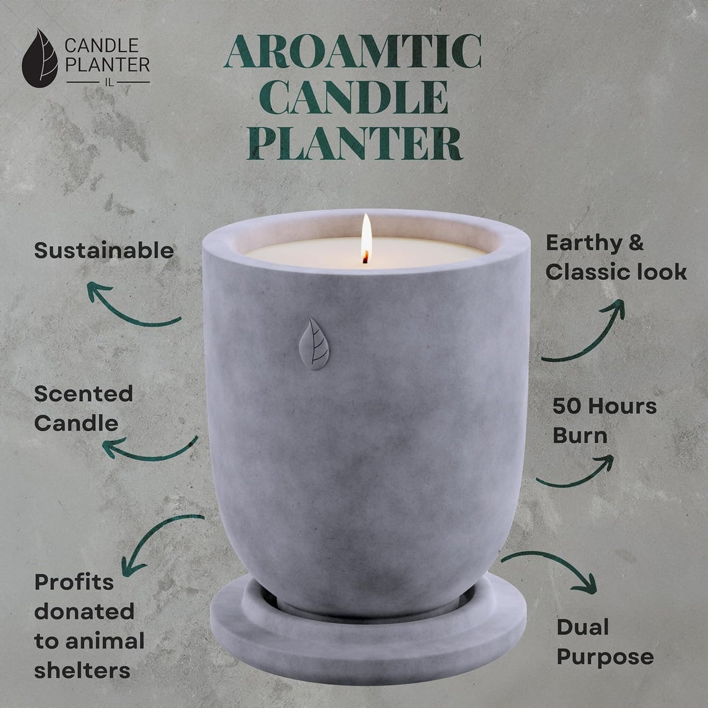 Concrete Cement Candle Planter - Aromatherapy, Soy Candle & Dual Purpose Jar Candles, Strong Gift Candles - Grey Lavender