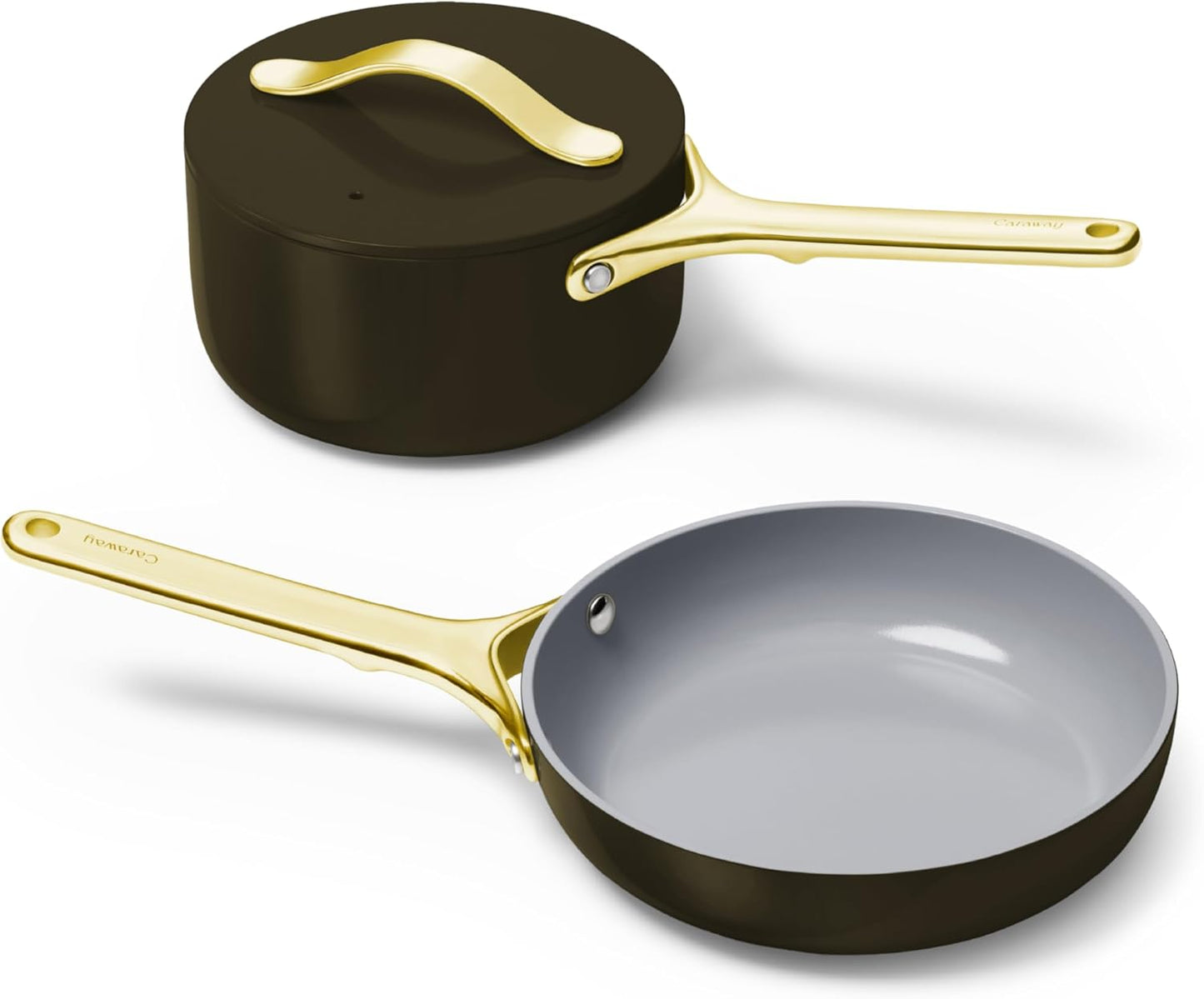 Mini Cookware Set - Non-Stick Ceramic Fry Pan (1.05 Qt, 8") & Sauce Pan (1.75 Qt) - Non Toxic, PTFE & PFOA Free - Oven Safe & Stovetop Agnostic (Gas, Electric & Induction) - Perracotta