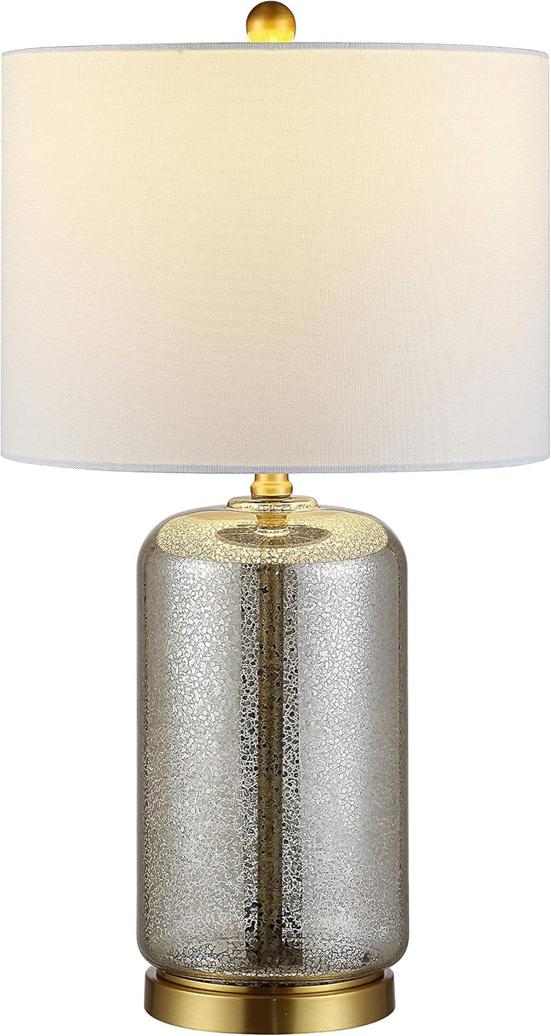 Lighting Collection Novah Silver Glass 26-Inch Bedroom Living Room Home Office Desk Nightstand Table Lamp (LED Bulb Included)