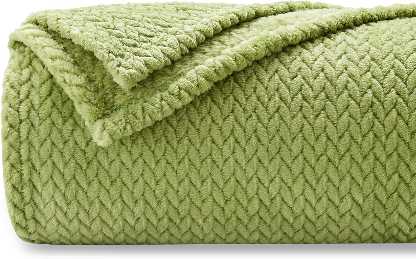 Super Soft Throw Blanket Sage Green Premium Silky Flannel Fleece Leaves Pattern Lightweight Bed Blanket All Season Use (Sage Green, Throw(50"X60"))