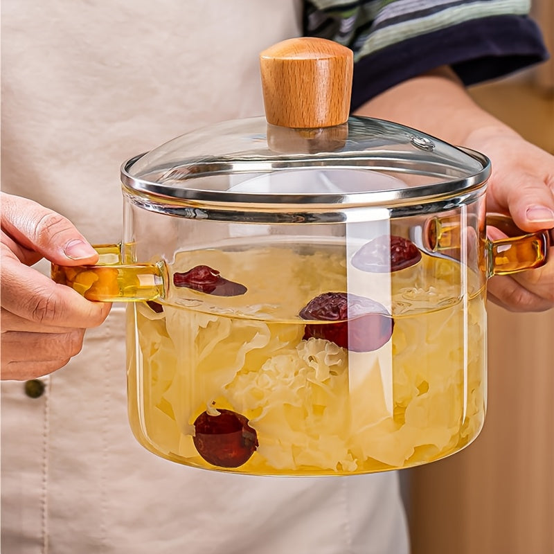 Glass Cooking Pot with Lid and Handles