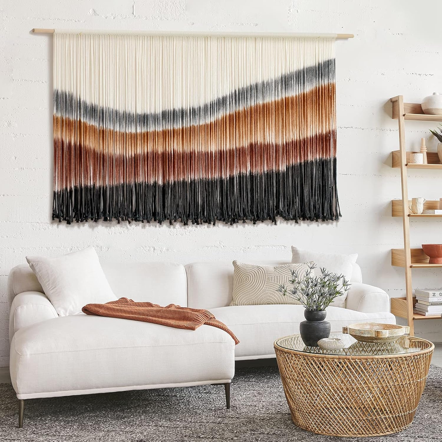 Macrame Wall Hanging Macrame Wall Decor Large-Scale Tie-Dye Tapestry Living Home Room Wall Decor 57" Wx 35" L