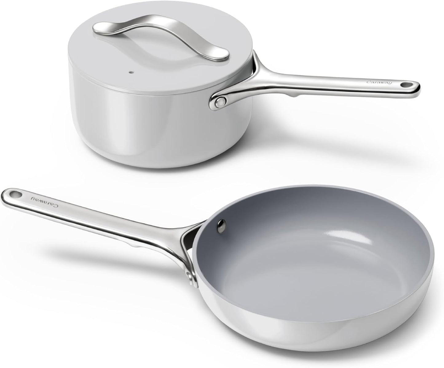 Mini Cookware Set - Non-Stick Ceramic Fry Pan (1.05 Qt, 8") & Sauce Pan (1.75 Qt) - Non Toxic, PTFE & PFOA Free - Oven Safe & Stovetop Agnostic (Gas, Electric & Induction) - Perracotta