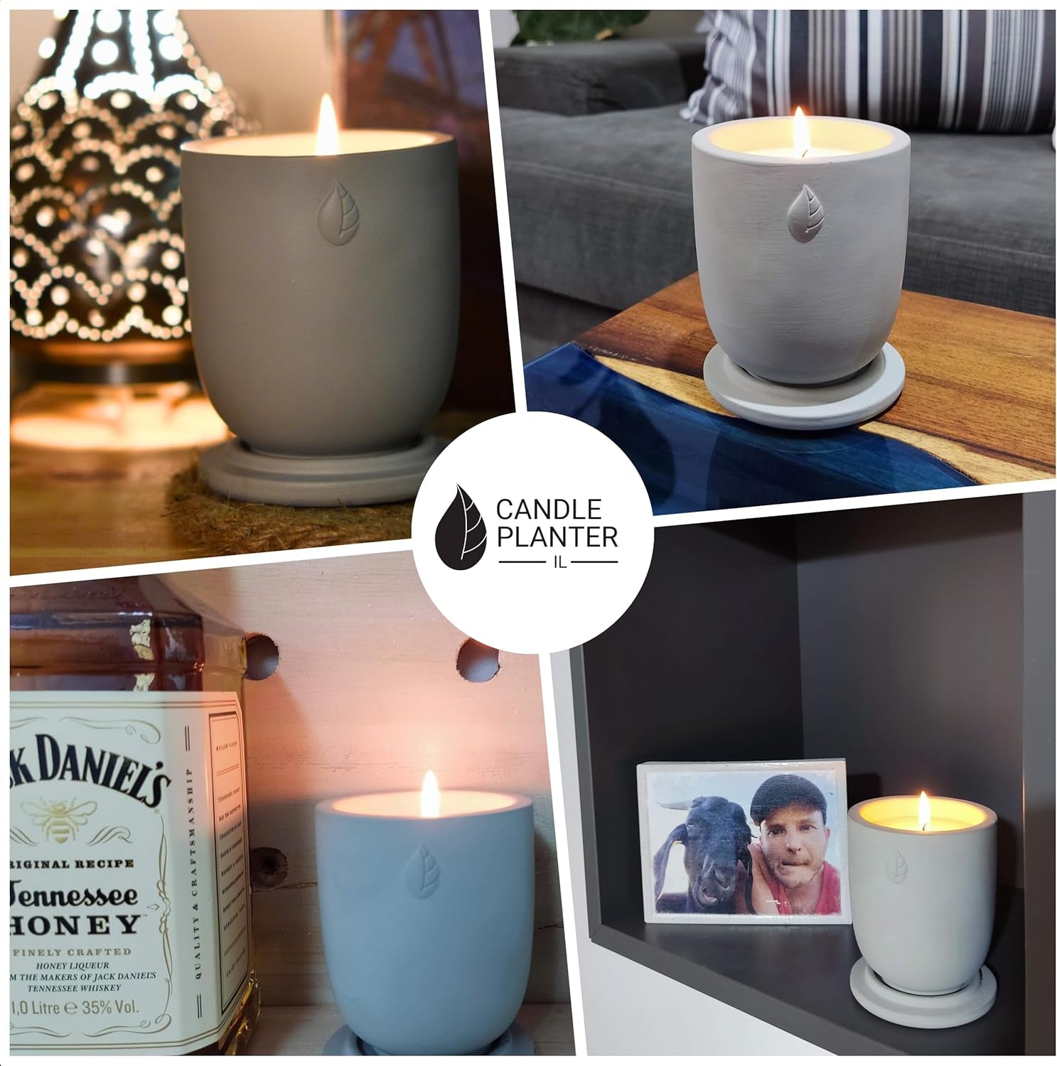 Concrete Cement Candle Planter - Aromatherapy, Soy Candle & Dual Purpose Jar Candles, Strong Gift Candles - Grey Lavender
