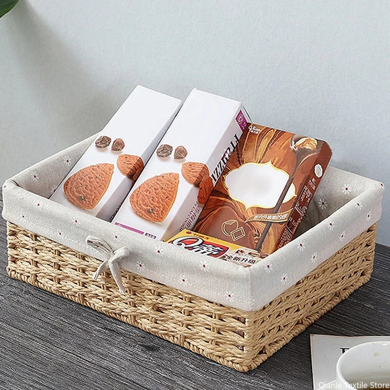 Woven Storage Baskets Wicker Basket for Gifts Kitchen Organizer Bathroom Organizing Baskets Desktop Organizer Container