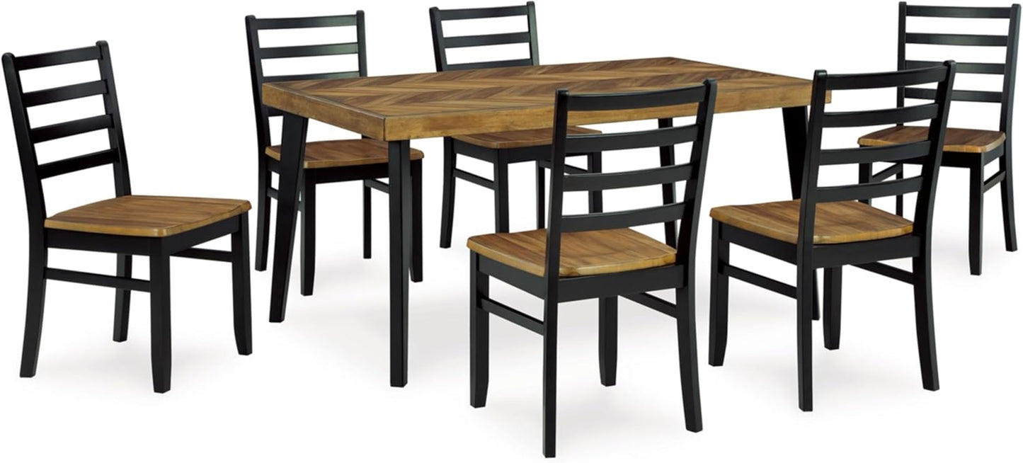 Rokane 20" Dining Room Table Set with 6 Upholstered Chairs, Brown