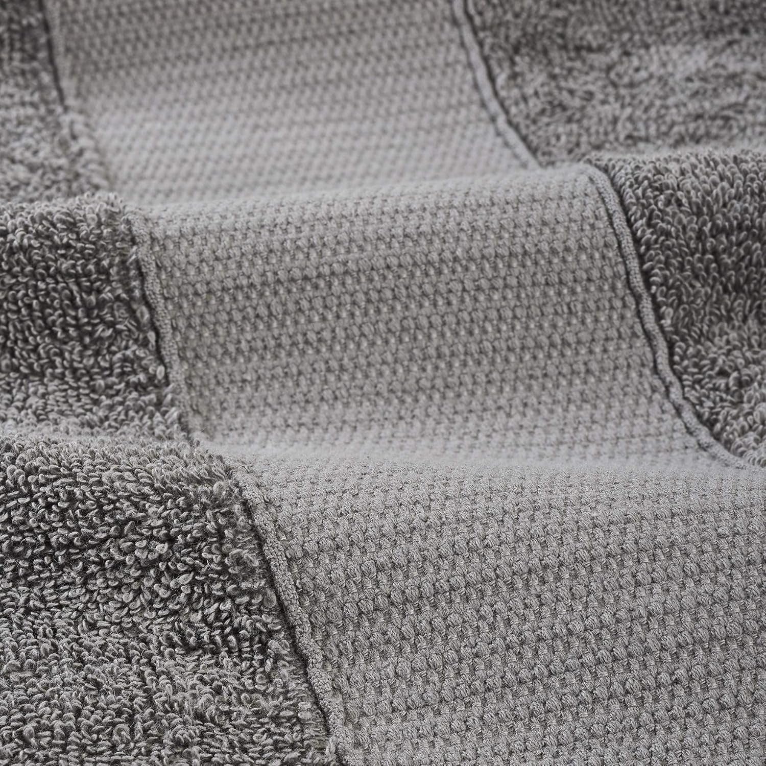 6-Piece 100% Combed Cotton Yarn Dyed Cobblestone Jacquard Towel Set Flax