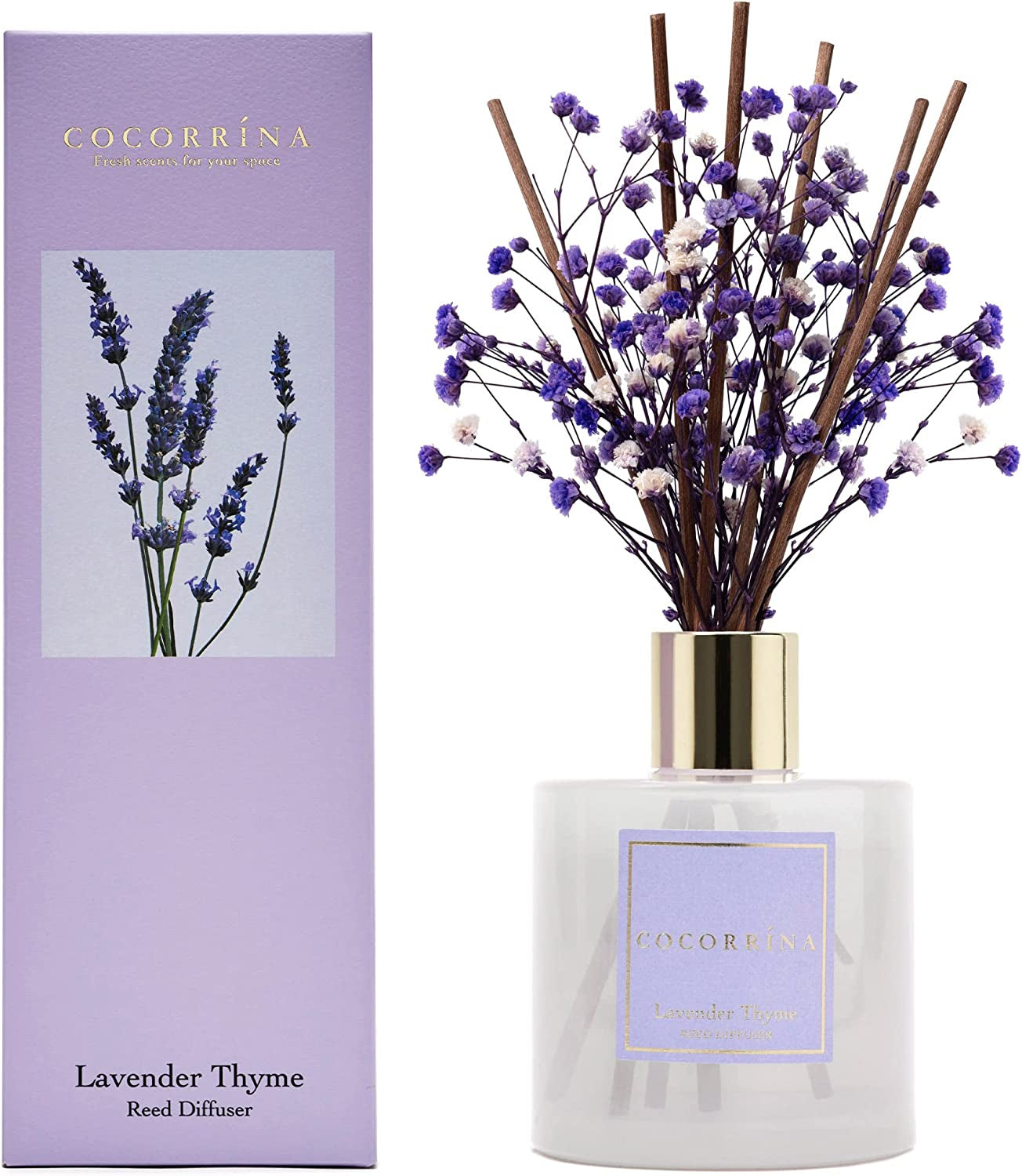 Reed Diffuser Set, 6.7 Oz Clean Linen Scented Diffuser with Sticks Home Fragrance Reed Diffuser for Bathroom Shelf Decor
