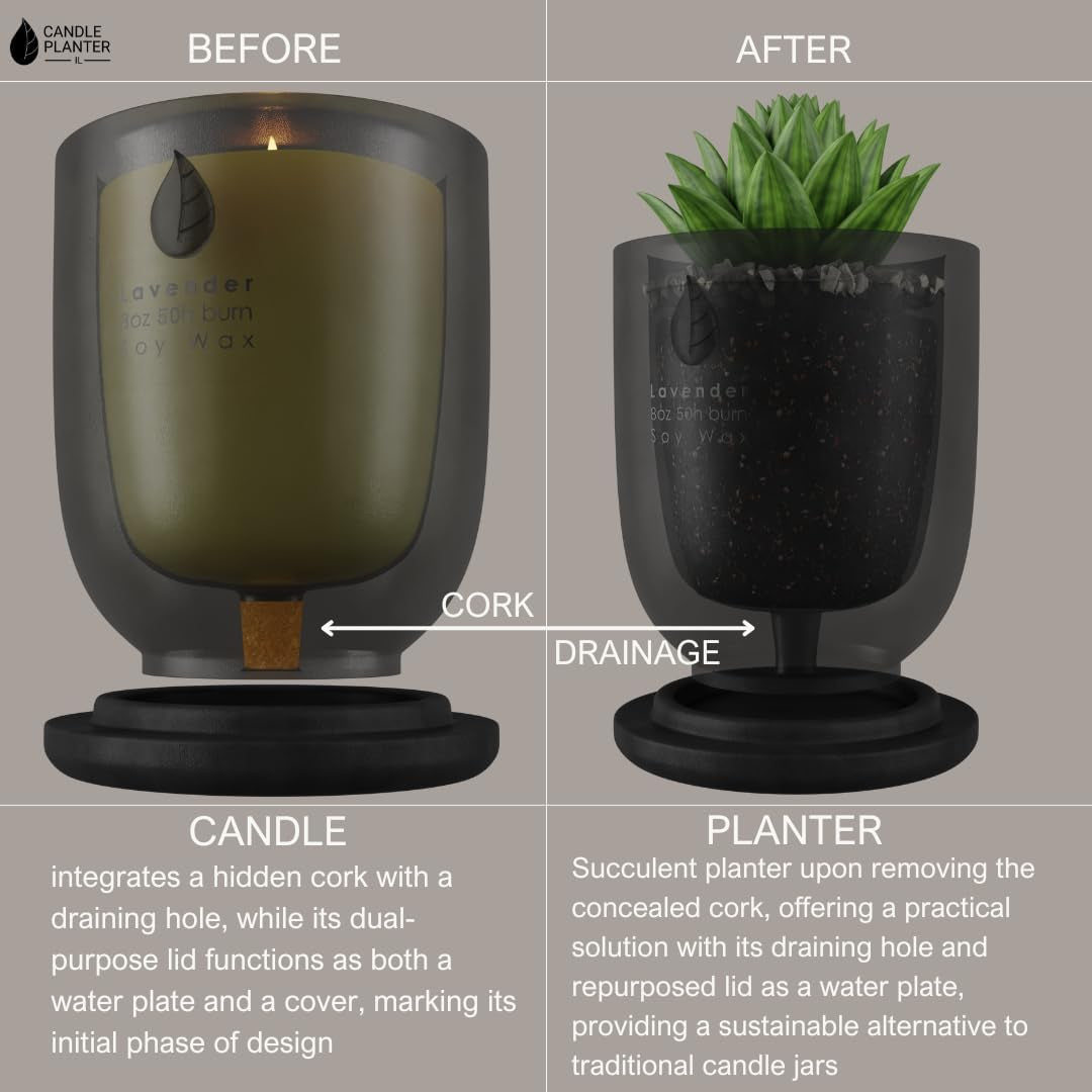 Concrete Cement Candle Planter - Aromatherapy, Soy Candle & Dual Purpose Jar Candles, Strong Gift Candles - Grey Lavender
