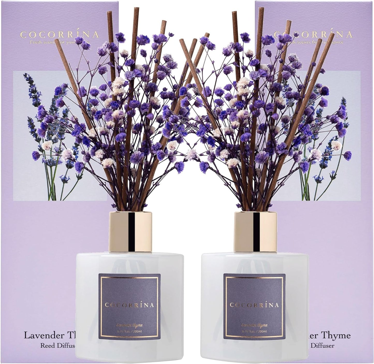 Reed Diffuser Set, 6.7 Oz Clean Linen Scented Diffuser with Sticks Home Fragrance Reed Diffuser for Bathroom Shelf Decor