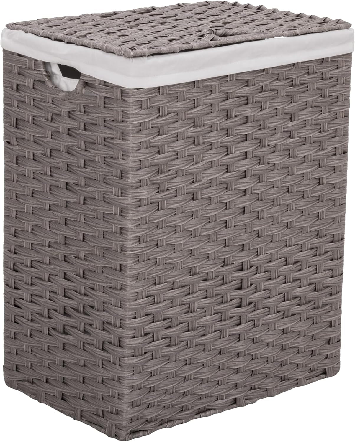 Premium Handwoven Portable Laundry Bin Basket with Carrying Handles, Household Storage for Clothes, Linens, Sheets, Mocha Brown, Oval Hamper