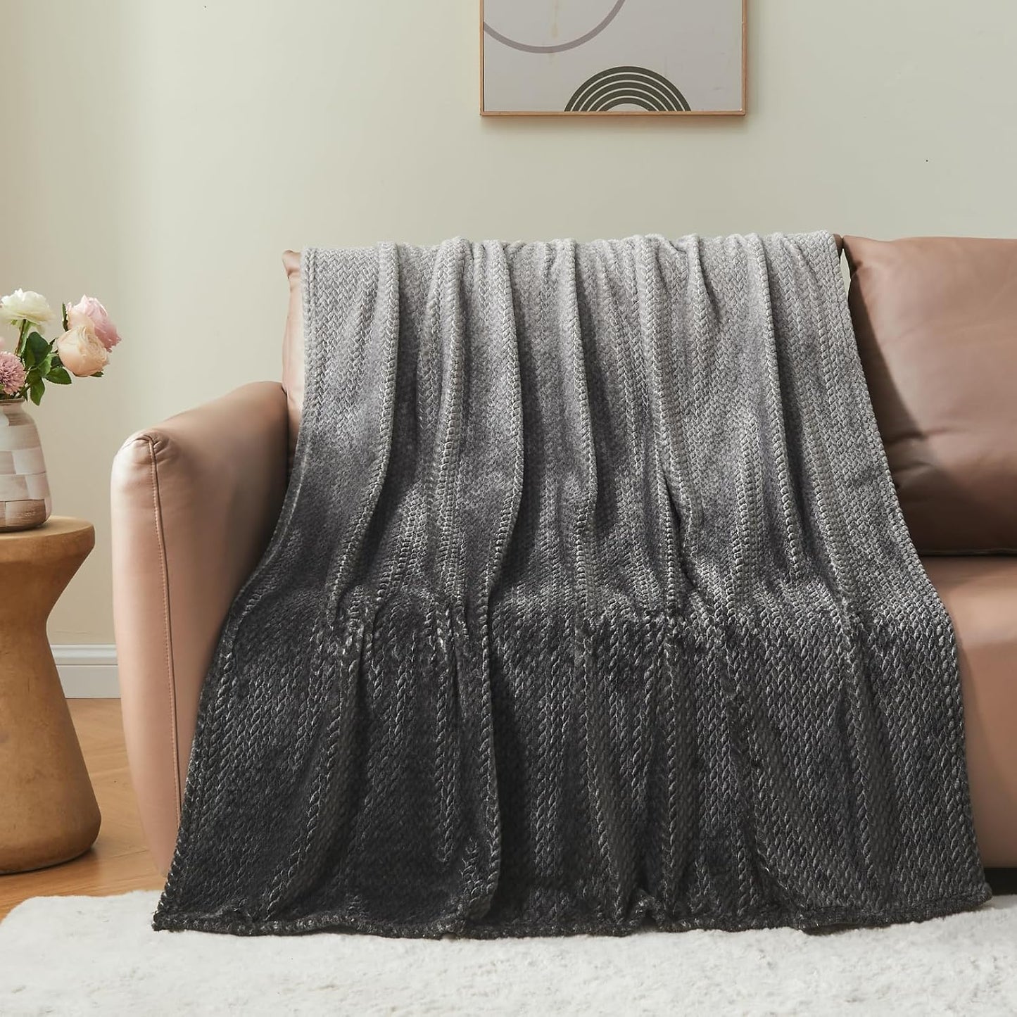 Super Soft Throw Blanket Sage Green Premium Silky Flannel Fleece Leaves Pattern Lightweight Bed Blanket All Season Use (Sage Green, Throw(50"X60"))