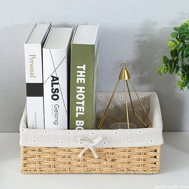 Woven Storage Baskets Wicker Basket for Gifts Kitchen Organizer Bathroom Organizing Baskets Desktop Organizer Container