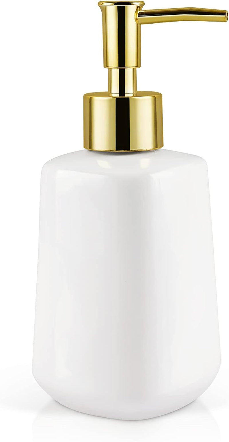 14OZ Ceramic Soap Dispenser Ceramic Soap Pump Dispenser Can Fill Liquid for Bathroom/Kitchen (Green)