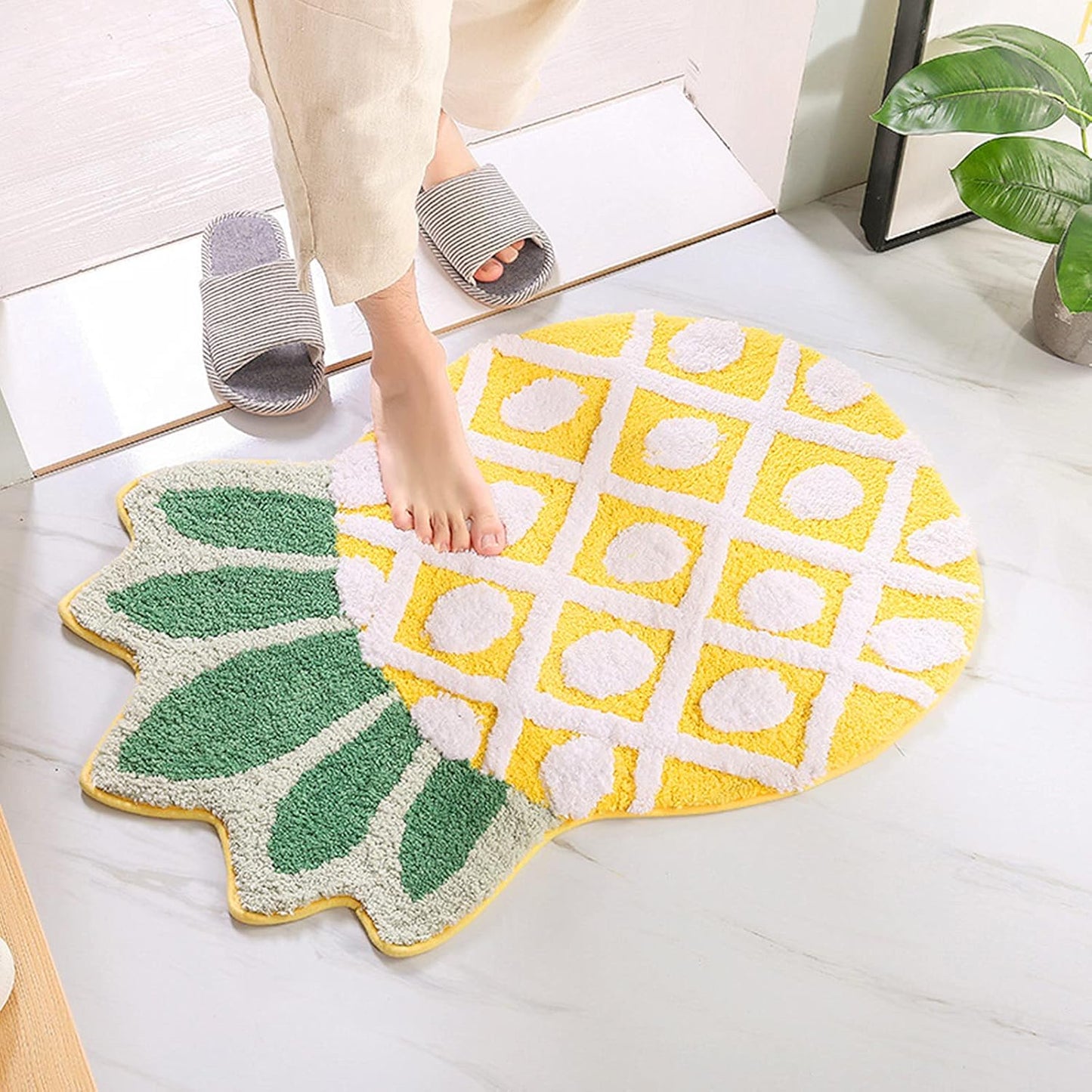 Soft Yellow Lemon Bath Rug for Kids Non Slip Absorbent Bath Mat Washable Shaggy Kids Bedroom Decor Bathroom Door Mat 31.5''X19.7''