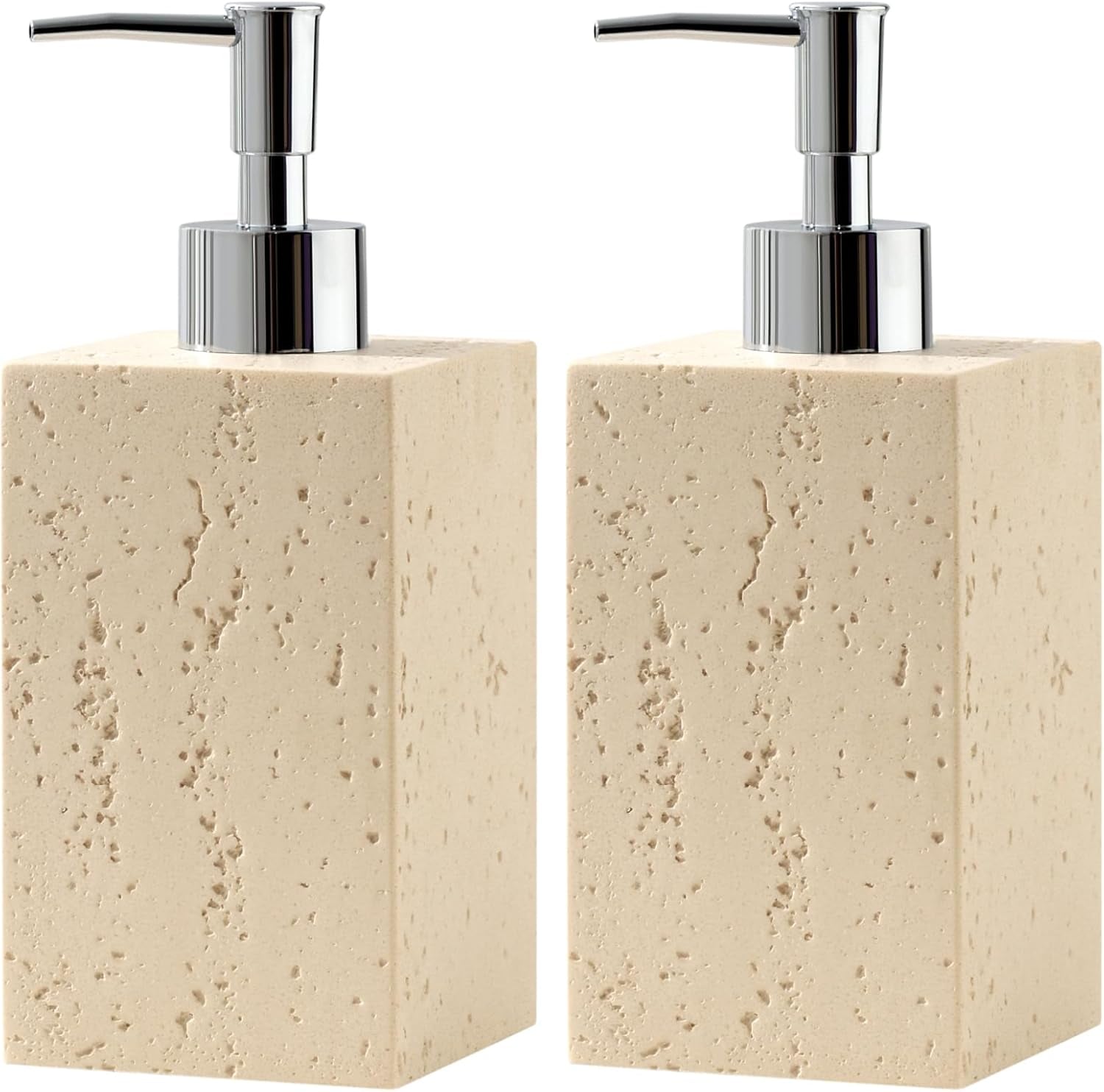 Soap Dispenser 420ML 14OZ, 2Pcs Luxurious Hand Dish Soap Dispenser Set, Refillable Lotion Bottle with Rustproof Pump for Bathroom Countertop Kitchen Sink (Yellow)