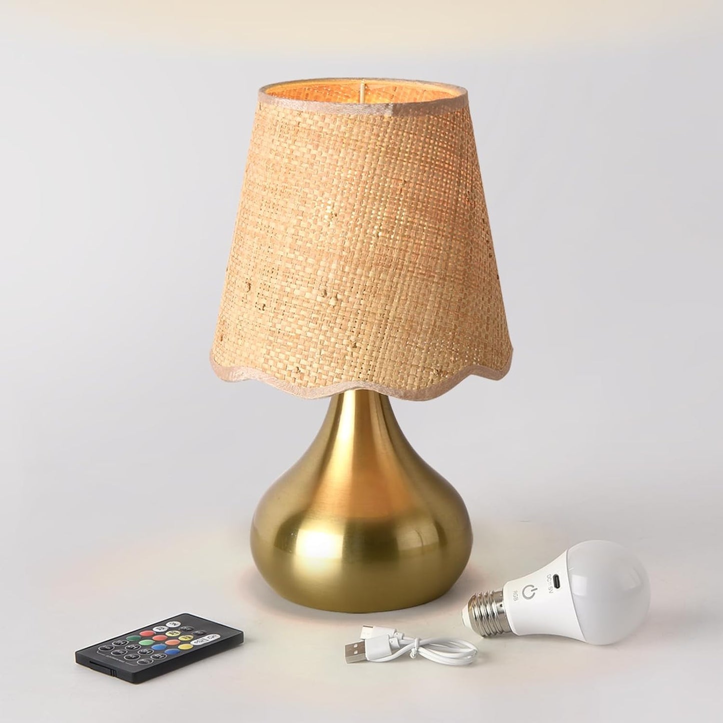 Rattan Small Bedside Table Lamp for Bedroom, Boho Mini Table Lamps for Nightstand, Farmhouse Small Table Lamps for Small Spaces for Kitchen Counter, Bookshelf, Bedroom, Kids Dorm