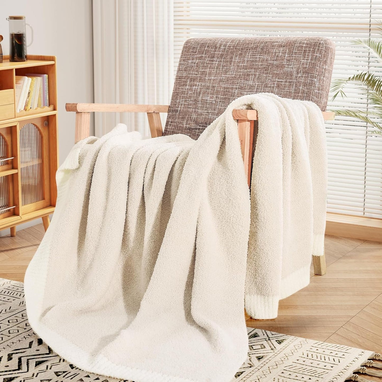 Soft Throw Blankets for Couch, Reversible Warm Blankets Cozy Knit Blanket for Women, Fuzzy Plush Lightweight Throws for Sofa, Bed, Picnic, Black 50 X 60 Inches