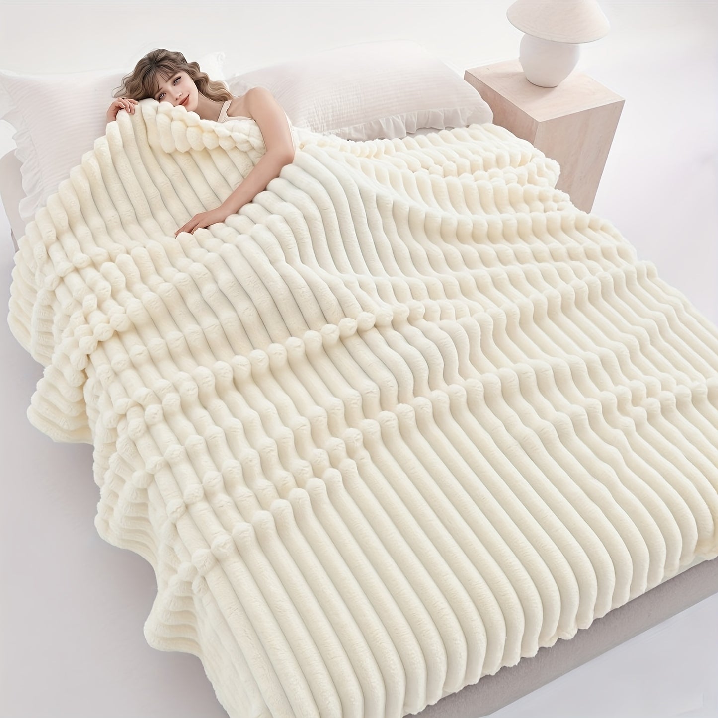 Striped Jacquard All-Season Polyester Blanket – Contemporary Design