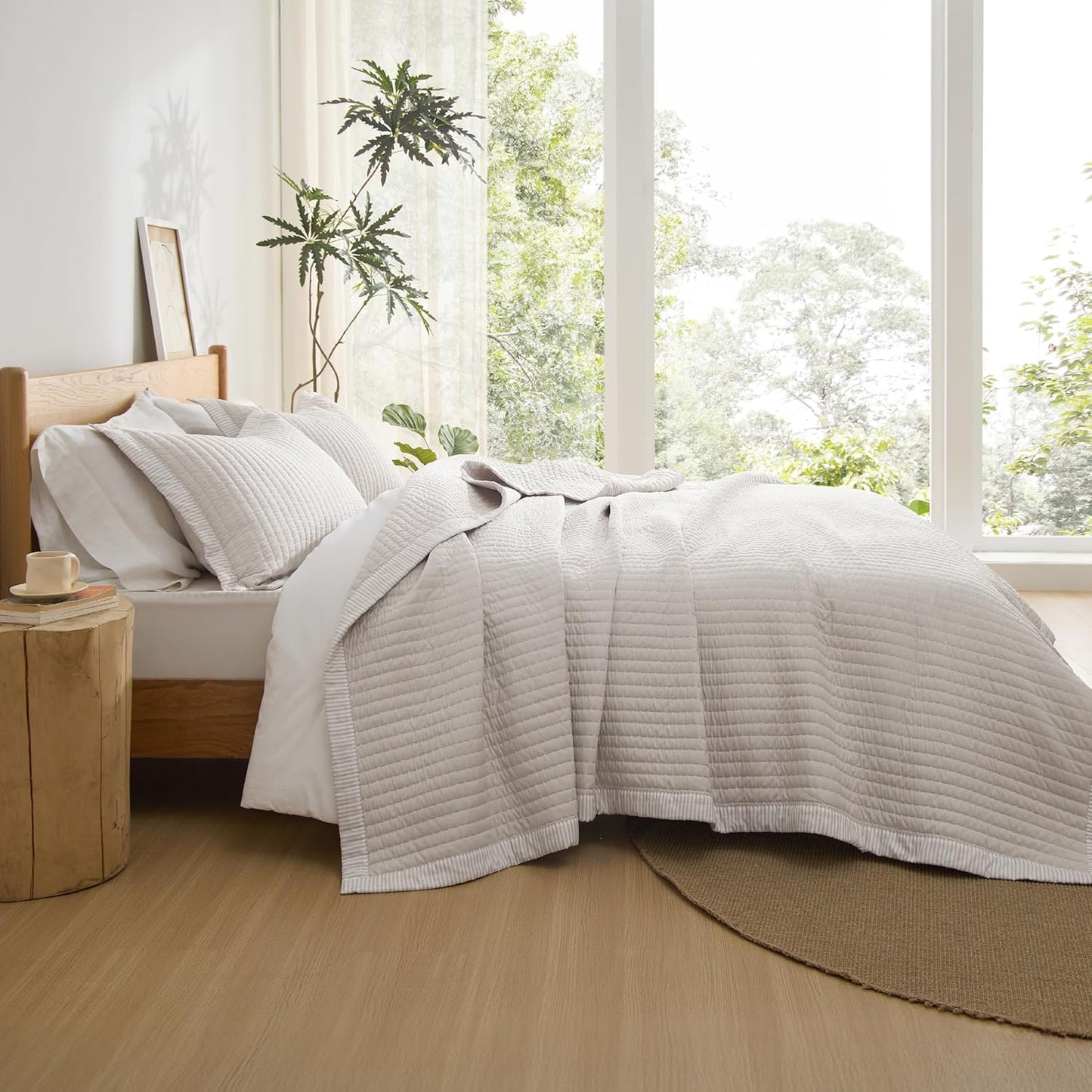 Quilts Queen Size - Queen Quilt Bedding Set Bedspread Coverlet Comforter, Lightweight Corduroy Pattern Bedspread, 3-Piece Set with 90"X96" Coverlet & 2 Pillow Shams, All-Season Soft Microfiber