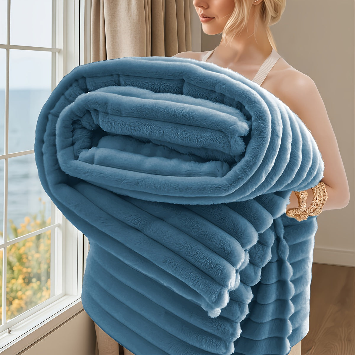 Striped Jacquard All-Season Polyester Blanket – Contemporary Design