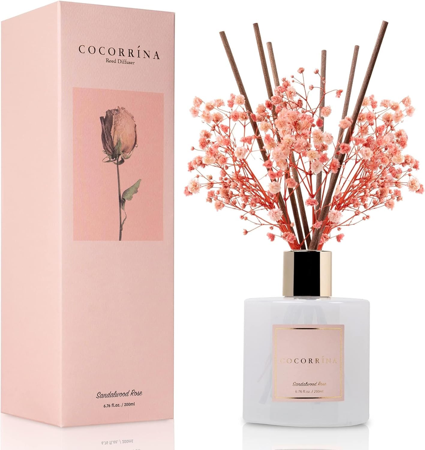Reed Diffuser Set, 6.7 Oz Clean Linen Scented Diffuser with Sticks Home Fragrance Reed Diffuser for Bathroom Shelf Decor