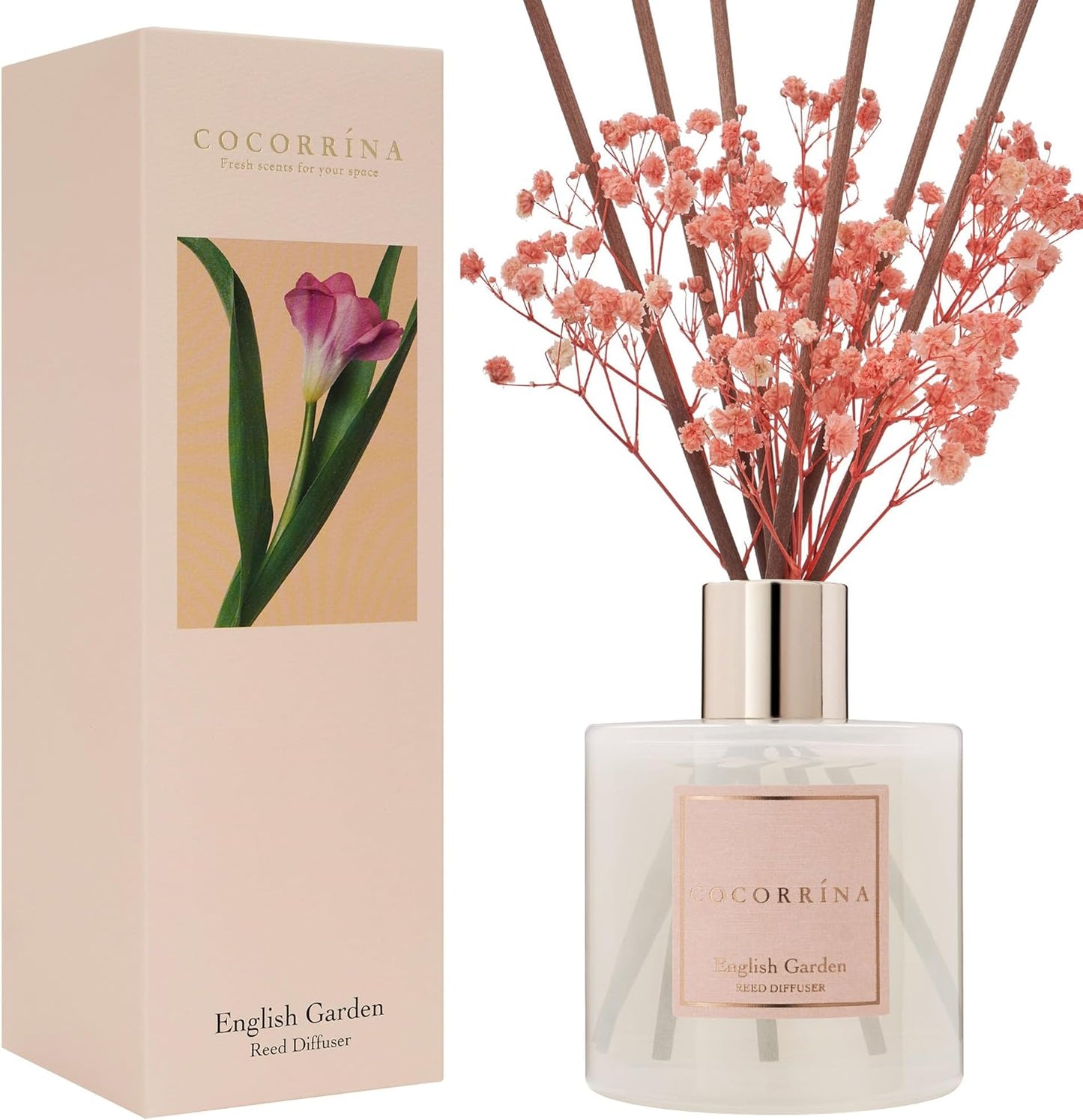Reed Diffuser Set, 6.7 Oz Clean Linen Scented Diffuser with Sticks Home Fragrance Reed Diffuser for Bathroom Shelf Decor