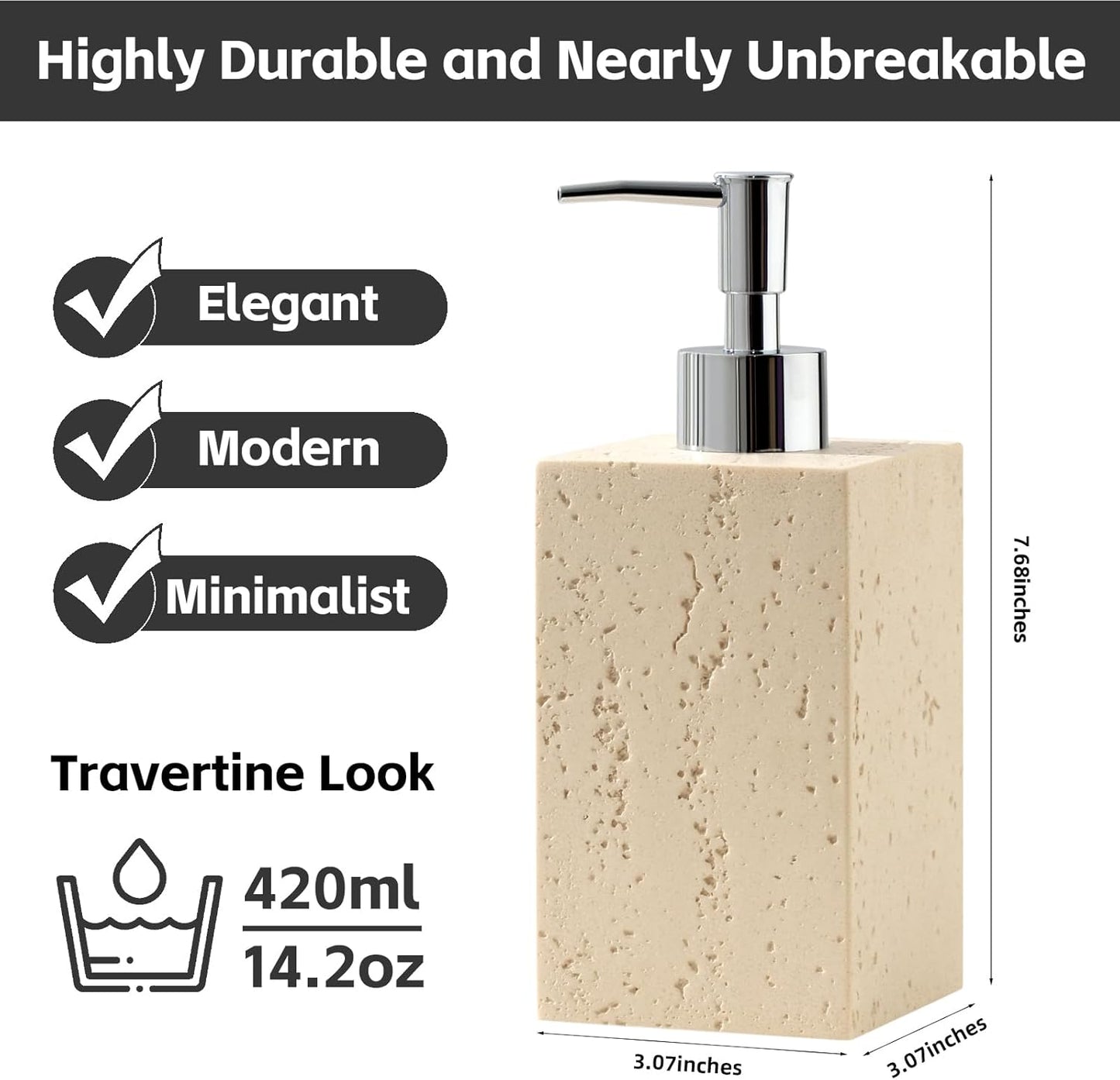 Soap Dispenser 420ML 14OZ, 2Pcs Luxurious Hand Dish Soap Dispenser Set, Refillable Lotion Bottle with Rustproof Pump for Bathroom Countertop Kitchen Sink (Yellow)