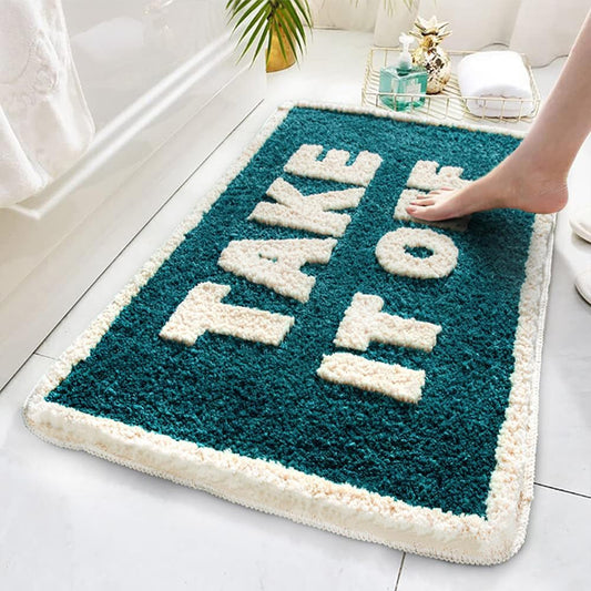 Green Beige Bath Rugs for Bathroom, Take It off Bath Mats Non Slip Water Absorbent Bathtub Shower Toilet Floor Mat, Cozy Microfiber Fluffy Bathroom Mats Decor Machine Washable 20X31.5 Inch