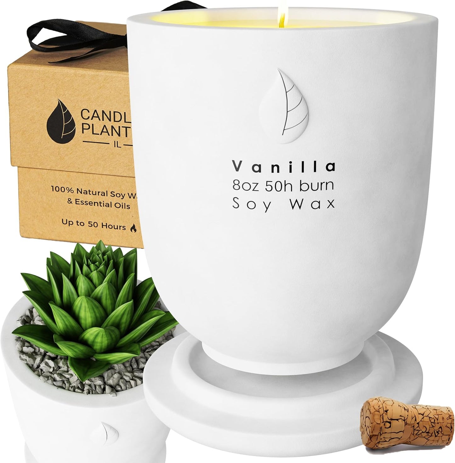 Concrete Cement Candle Planter - Aromatherapy, Soy Candle & Dual Purpose Jar Candles, Strong Gift Candles - Grey Lavender