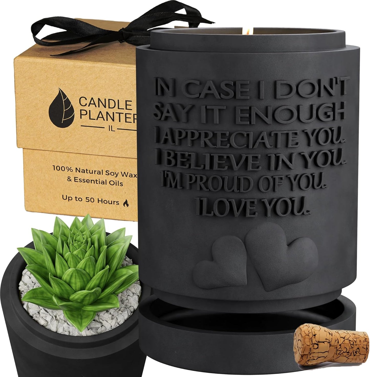 Concrete Cement Candle Planter - Aromatherapy, Soy Candle & Dual Purpose Jar Candles, Strong Gift Candles - Grey Lavender
