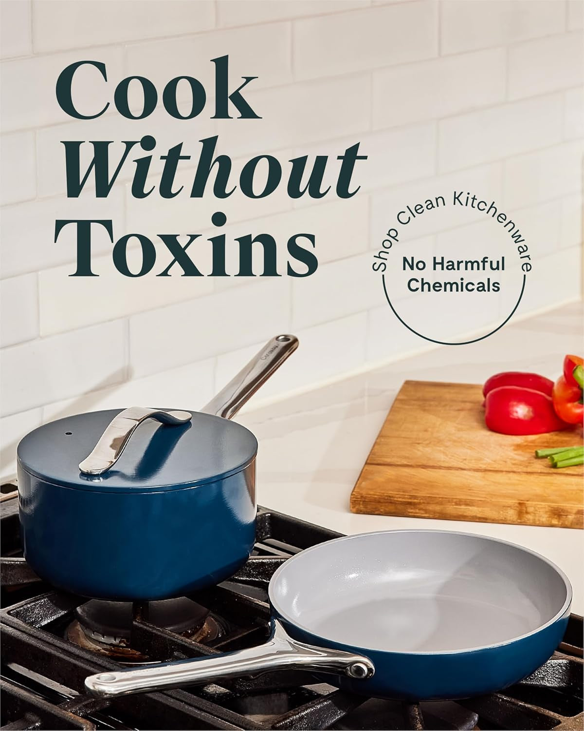 Mini Cookware Set - Non-Stick Ceramic Fry Pan (1.05 Qt, 8") & Sauce Pan (1.75 Qt) - Non Toxic, PTFE & PFOA Free - Oven Safe & Stovetop Agnostic (Gas, Electric & Induction) - Perracotta