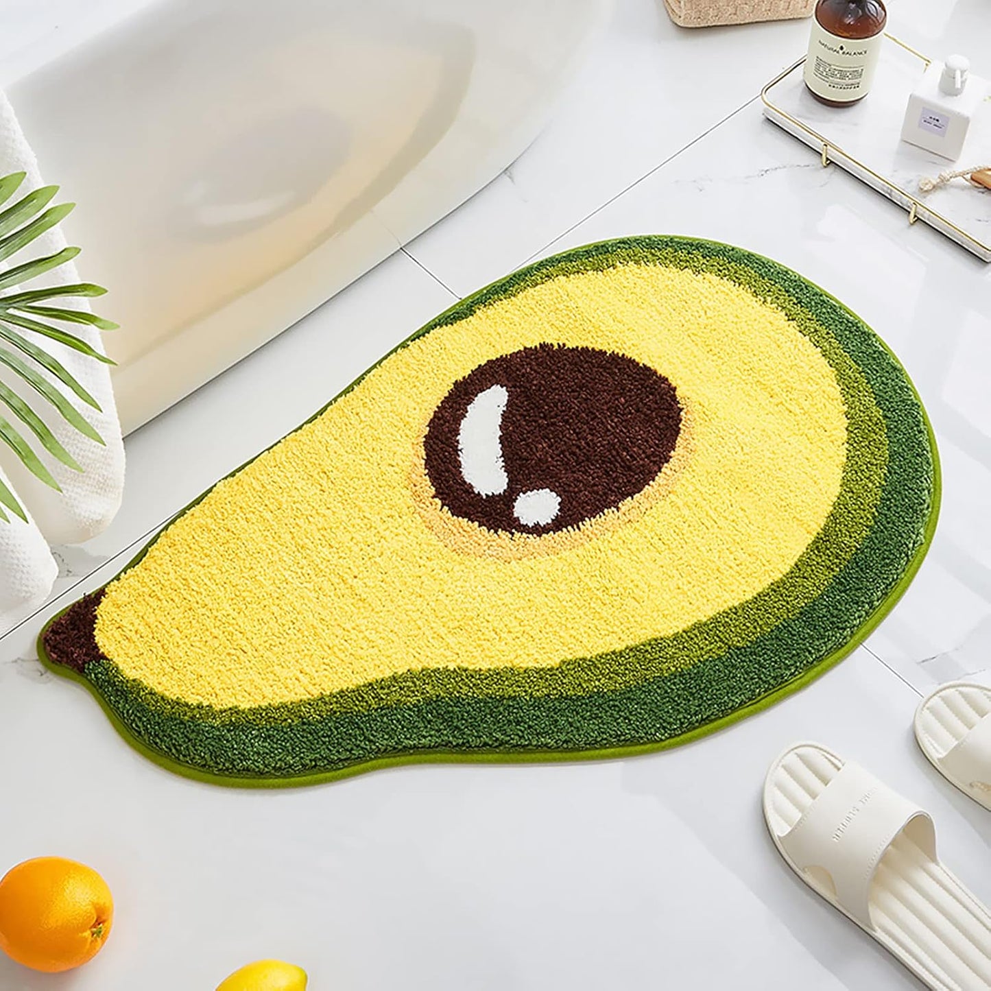 Soft Yellow Lemon Bath Rug for Kids Non Slip Absorbent Bath Mat Washable Shaggy Kids Bedroom Decor Bathroom Door Mat 31.5''X19.7''