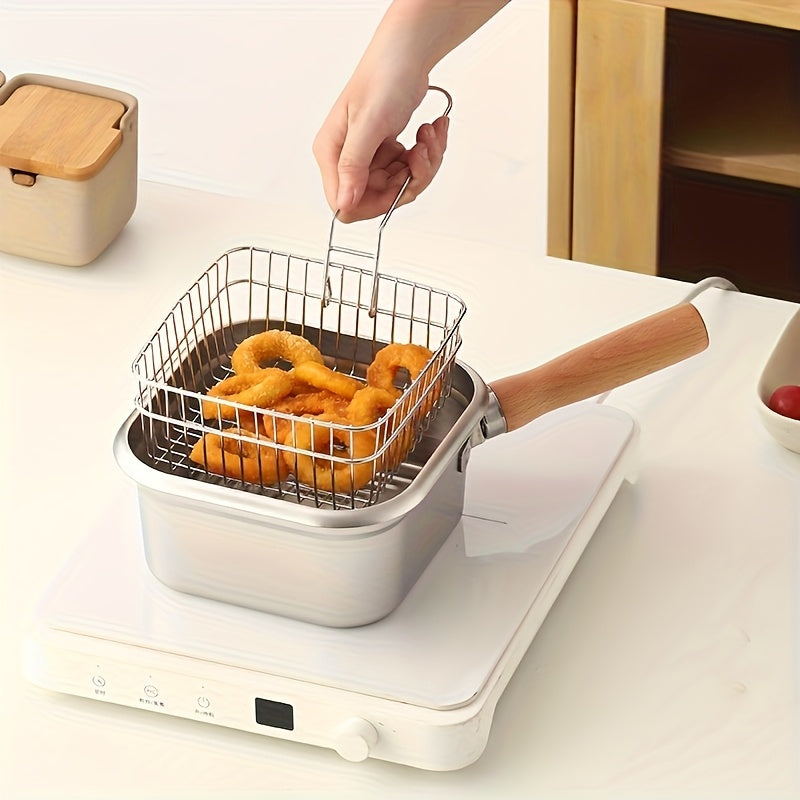3-Piece Stainless Steel Deep Fryer Set with Basket &amp; Lid