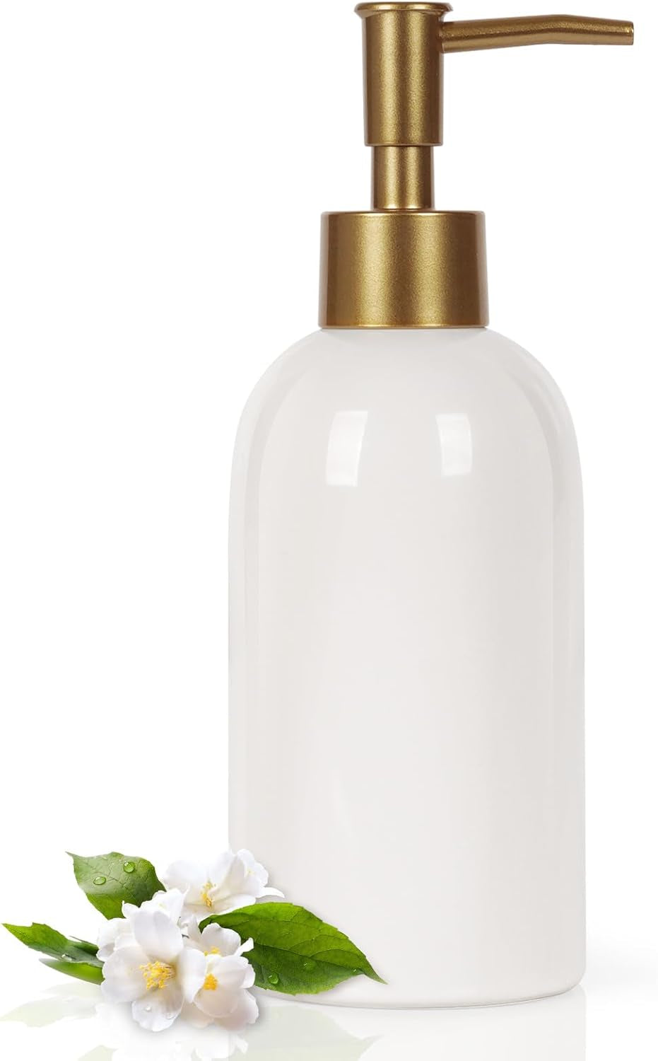 14OZ Ceramic Soap Dispenser Ceramic Soap Pump Dispenser Can Fill Liquid for Bathroom/Kitchen (Green)