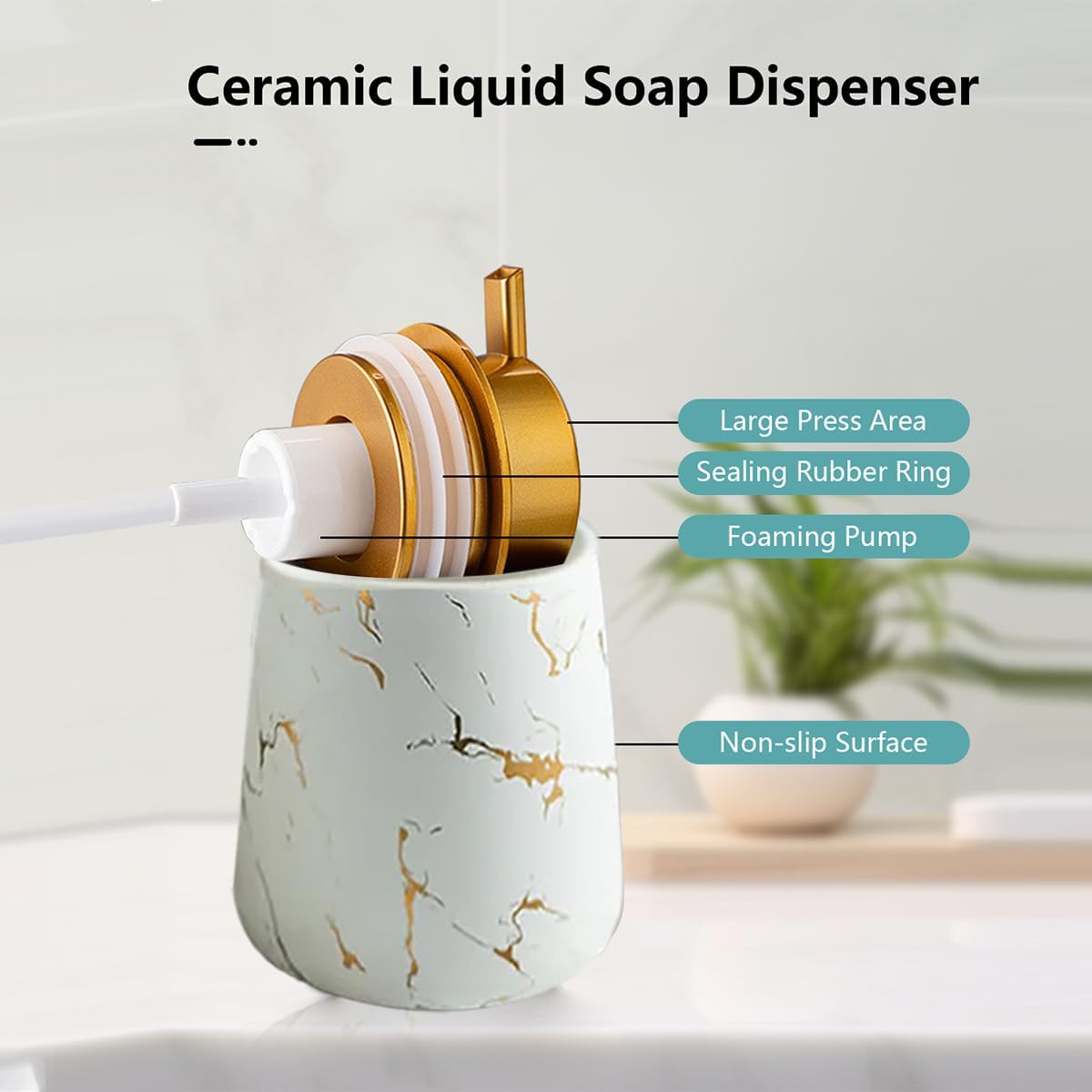 Bathroom Accessories Set Complete,4 Ceramic Marble Pattern Bathroom Sets Accessories Bath Accessories Set with Soap Dispenser, Toothbrush Holder, Tumbler, Soap Dish