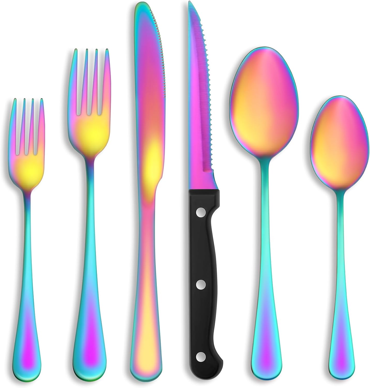 24 Pcs Silverware Set with Steak Knives Service for 4,Stainless Steel Flatware Set,Mirror Polished Cutlery Utensil Set,Home Kitchen Eating Tableware Set,Include Fork Knife Spoon Set,Dishwasher Safe