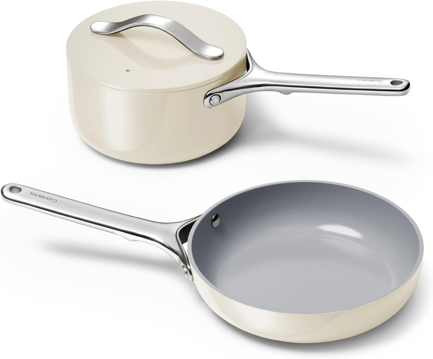 Mini Cookware Set - Non-Stick Ceramic Fry Pan (1.05 Qt, 8") & Sauce Pan (1.75 Qt) - Non Toxic, PTFE & PFOA Free - Oven Safe & Stovetop Agnostic (Gas, Electric & Induction) - Perracotta