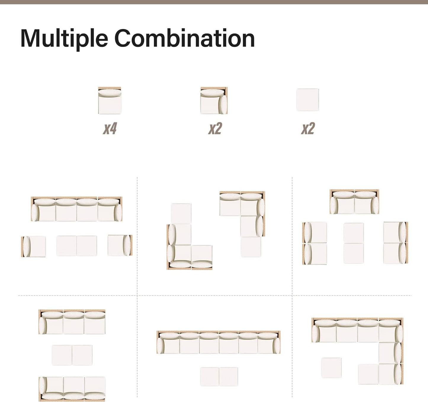 Outdoor Patio Furniture, 8 Piece Outdoor Sectional Sofa PE Rattan Wicker Patio Conversation Sets,All Weather Patio Furniture Set with Thick Cushions for Garden, Poolside, Backyard(Beige)