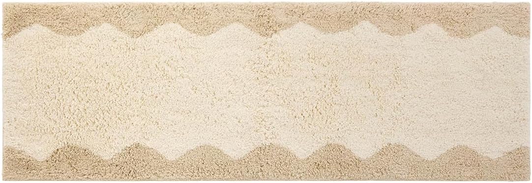 Bath Mat – Plush Cotton Non Slip Luxury Bathroom Rugs Washable – Soft Handmade Absorbent Bath Mat for Bathroom Floor, Vanity, or Tub-Side Use – Darby Biscuit 21X34