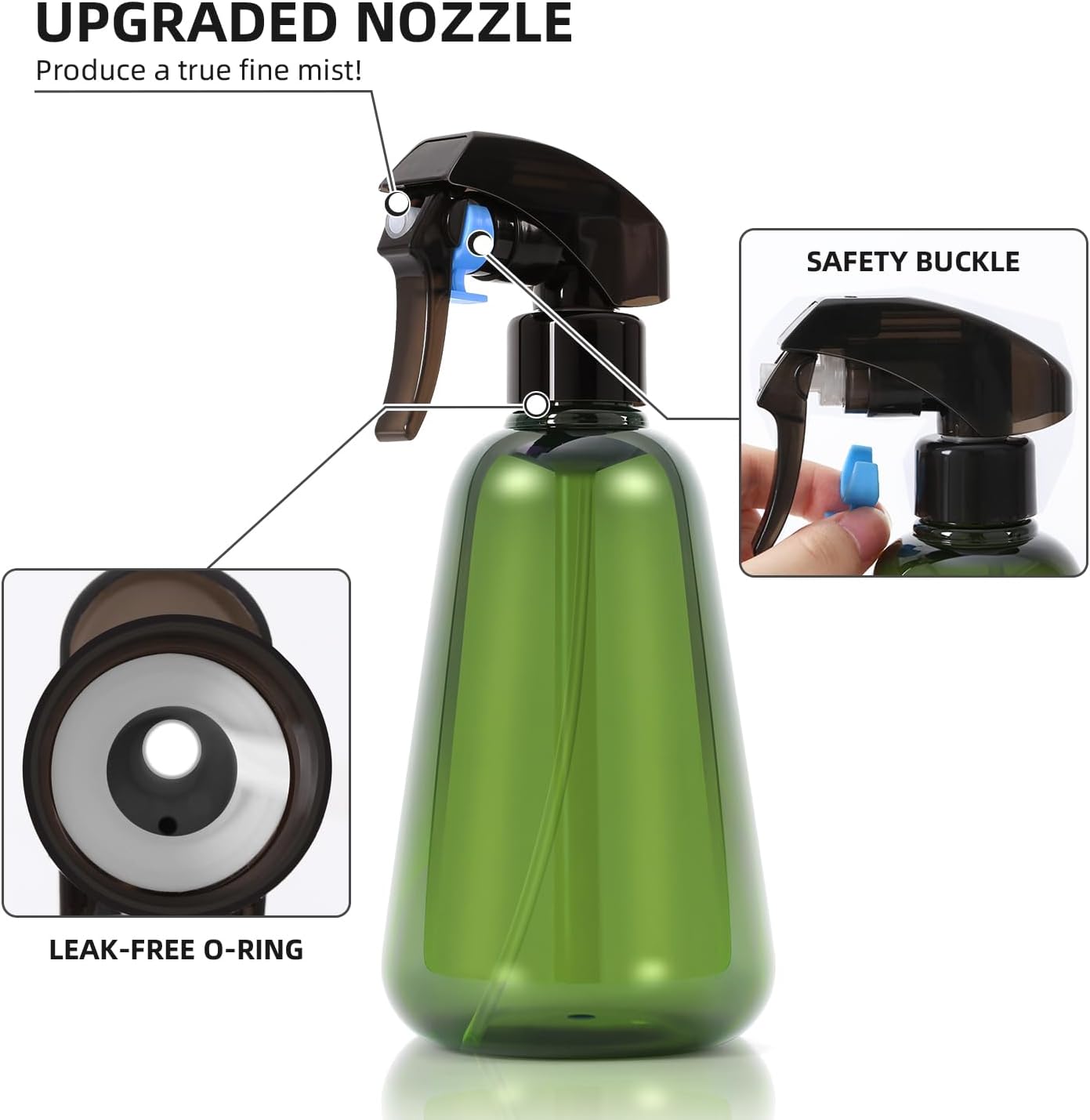 Spray Bottle for Plants 2 Pack, 16Oz - Ultra Fine Mist, Plant Mister Empty Spray Bottles Indoor, Leak Proof Misting Water Sprayer Bottle for Gardening, Plant Care, Hair Care, Cleaning Solutions