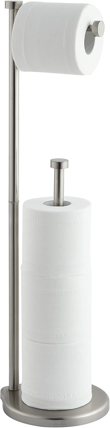 Free Standing Bathroom Toilet Paper Holder Stand with Reserve, Reserve Area Has Enough Space for Jumbo Roll