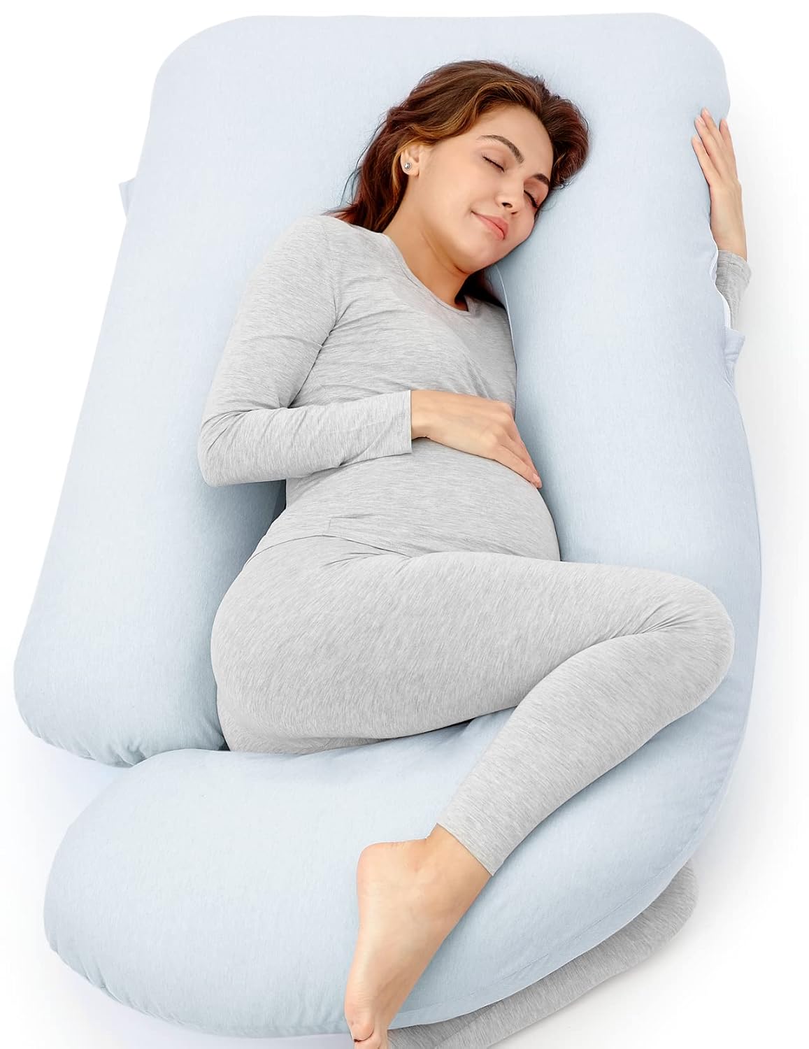 Pregnancy Pillows for Sleeping, U Shaped Full Body Maternity Pillow with Removable Cover - Support for Back, Legs, Belly, HIPS for Pregnant Women, 57 Inch Pregnancy Pillow for Women, Grey