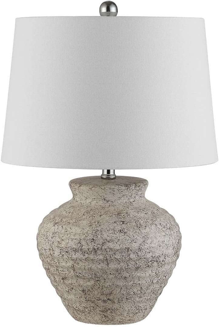 Lighting Collection Ledger Rustic Farmhouse Light Grey Ceramic 23-Inch Bedroom Living Room Home Office Desk Nightstand Table Lamp (LED Bulb Included)
