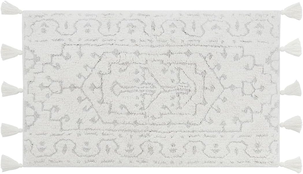 Bath Mat – Plush Cotton Non Slip Luxury Bathroom Rugs Washable – Soft Handmade Absorbent Bath Mat for Bathroom Floor, Vanity, or Tub-Side Use – Darby Biscuit 21X34