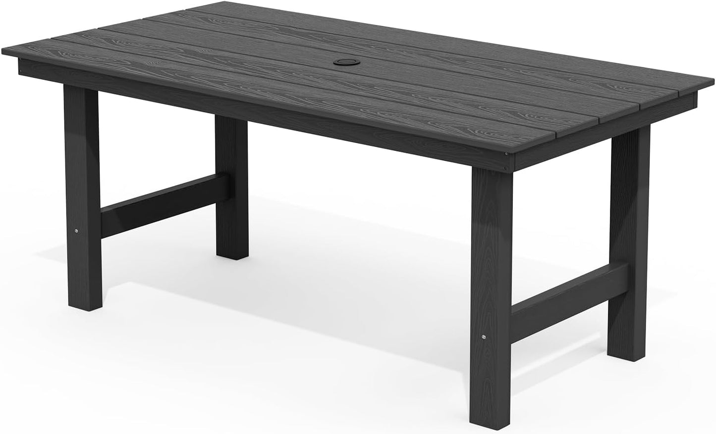 Patio Dining Table Sets 5-Piece, Outdoor HDPE Dining Furniture Set with Umbrella Hole Cut-Out Table and 4 Chairs, All Weather Dining Set for Lawn, Garden, Backyard, Poolside, Black