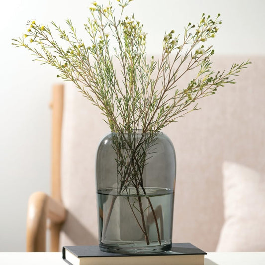 Smoked Glass Vase, Flower Vase for Modern Home Decor, Minimalist Vase for Shelf and Table, Vases for Centerpieces, Living Room, Bedroom, Kitchen, and Office Decor (G8449)