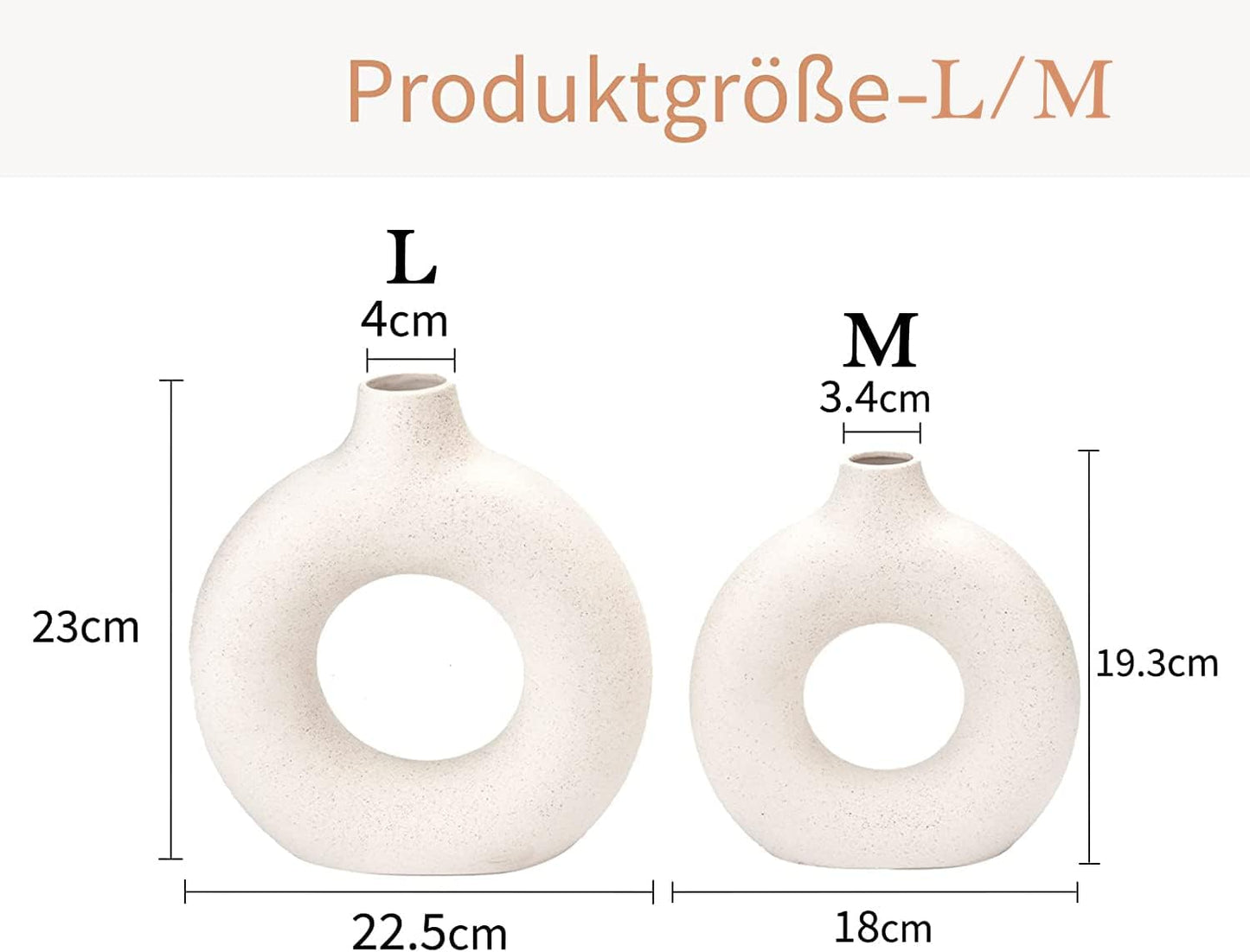 Vases for Pampas Grass,2Pc Creative Vase Modern Home Decor,Handmade Vase White Ceramic Dried Flowers Crafts Ornaments for Office Home Deco Decoration,Vase Beige